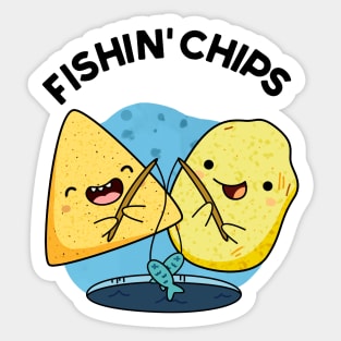 Fishin chips Funny Food Pun Sticker